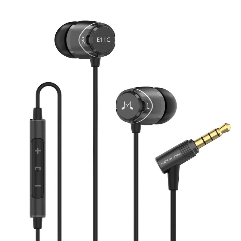 SoundMAGIC E11C Wired Earbuds with Microphone HiFi Stereo Earphones Noise Isolating in Ear Headphones Powerful Bass Tangle Free Cord Black - Image 1